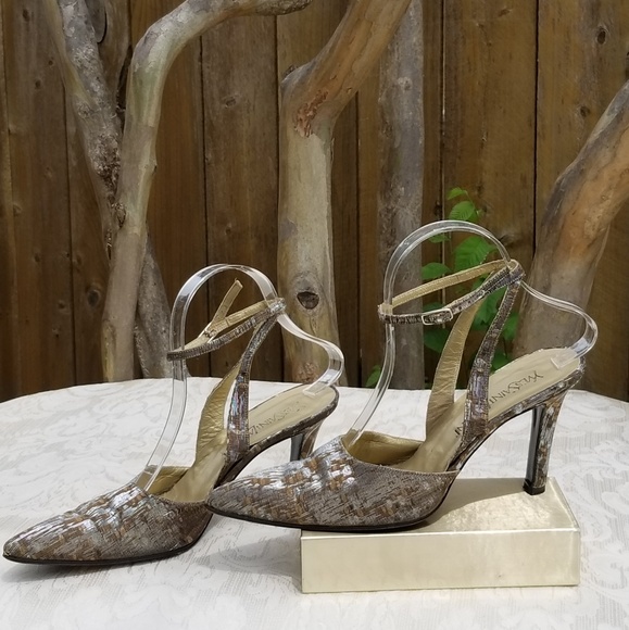 YVES SAINT LAURENT METALLIC SILK TEXTURE SLINGBACK - Picture 5 of 8